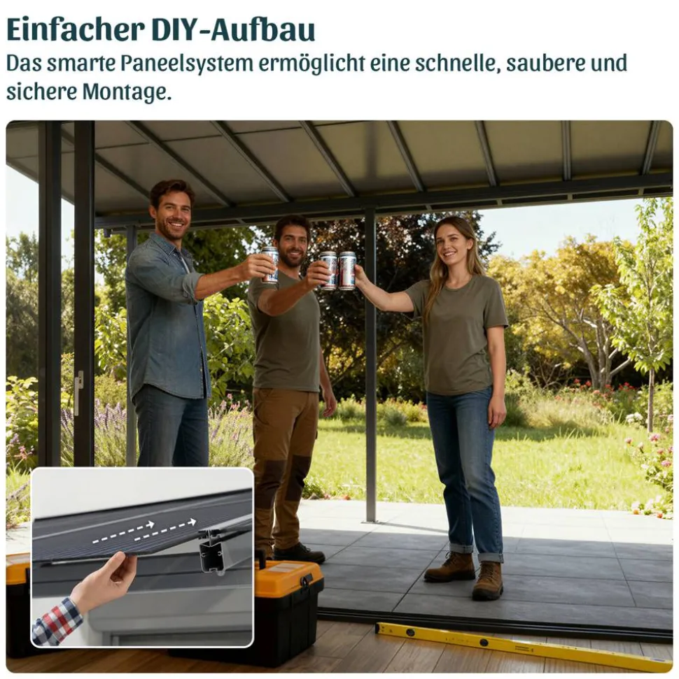Terrassenüberdachung 'Sierra Cabrio' 295 x 314 cm Alu/Polycarbonat grau