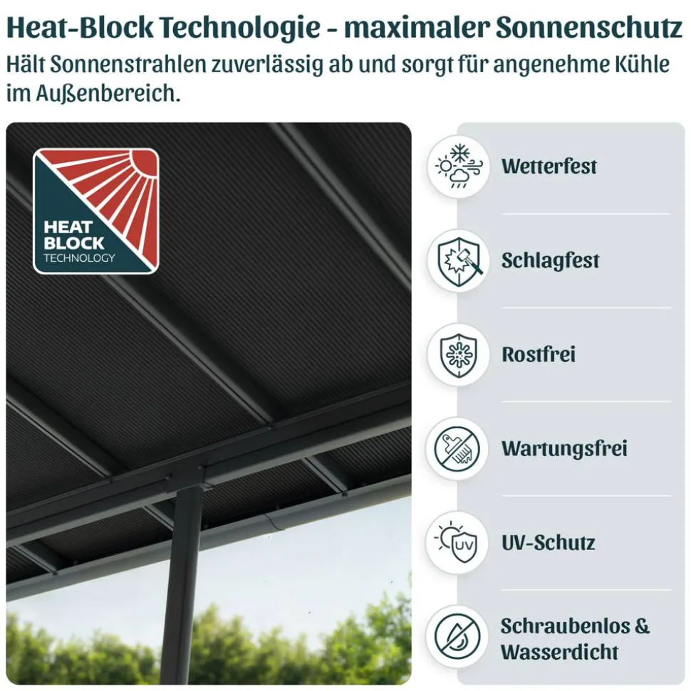 Terrassenüberdachung 'Sierra Cabrio' 295 x 314 cm Alu/Polycarbonat grau