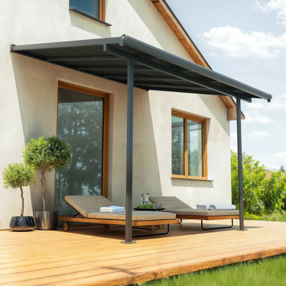 Terrassenüberdachung 'Sierra Cabrio' 295 x 314 cm Alu/Polycarbonat grau