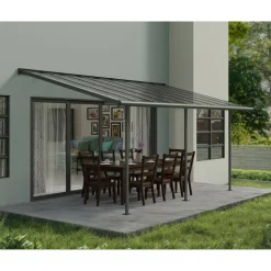 Terrassenüberdachung 'Sierra' anthrazit 295 x 555 cm Polycarbonat transparent