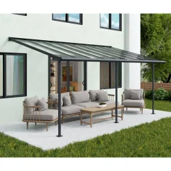 Terrassenüberdachung 'Sierra' anthrazit 295 x 619 cm Polycarbonat transparent
