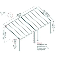 Terrassenüberdachung 'Sierra' anthrazit 295 x 619 cm Polycarbonat transparent