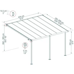 Terrassenüberdachung 'Sierra' anthrazit 295 x 434 cm Polycarbonat transparent