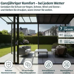 Terrassenüberdachung 'Sierra Cabrio' 295 x 739 cm Alu/Polycarbonat grau