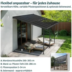 Terrassenüberdachung 'Sierra Cabrio' 295 x 739 cm Alu/Polycarbonat grau