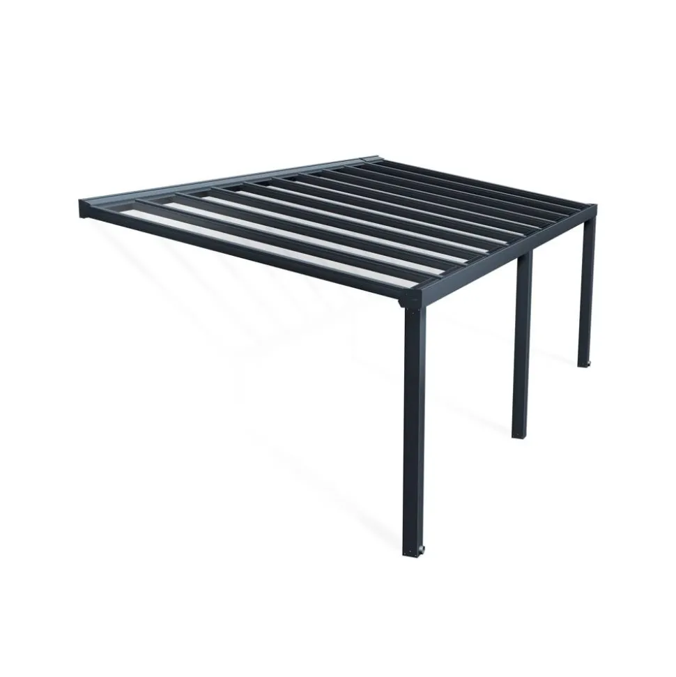 Terrassenüberdachung 'Stockholm' anthrazit 330,5 x 732 cm Polycarbonat klar