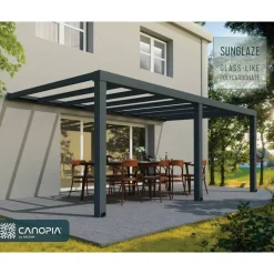 Terrassenüberdachung 'Stockholm' anthrazit 330,5 x 587,5 cm Polycarbonat klar