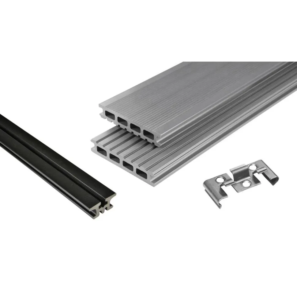 Terrassendielenpaket 'Kovalex' WPC grau 4000 x 6000 x 26 mm