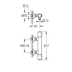 Thermostat-Duscharmatur 'Precision Flow' chromfarben