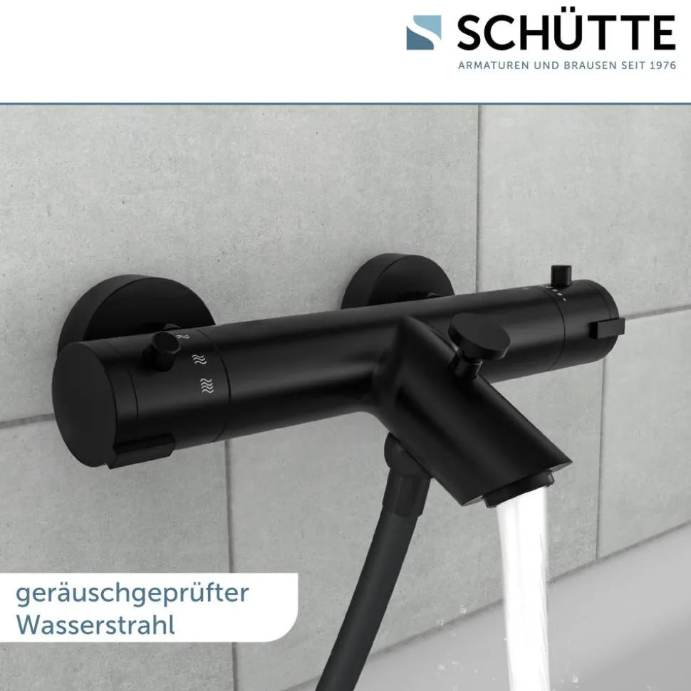Thermostat-Wannenarmatur 'London' schwarz matt