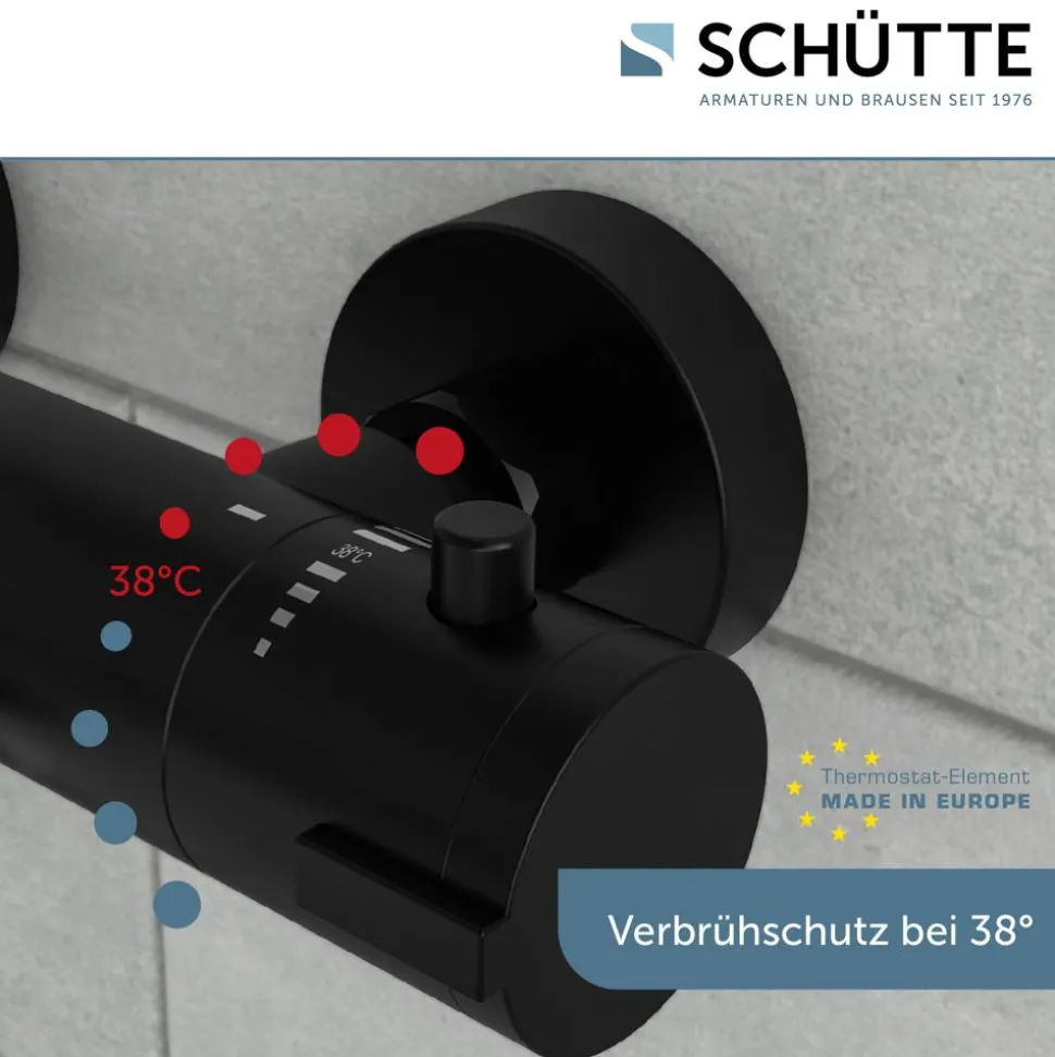 Thermostat-Wannenarmatur 'London' schwarz matt