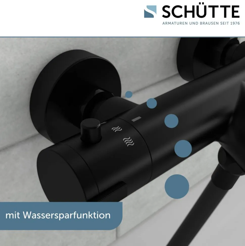 Thermostat-Wannenarmatur 'London' schwarz matt
