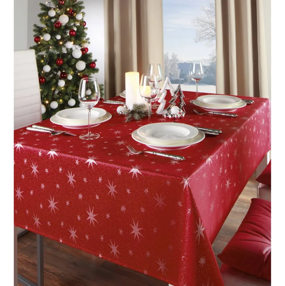 Tischdecke 'Stellato' rot 160 x 130 cm