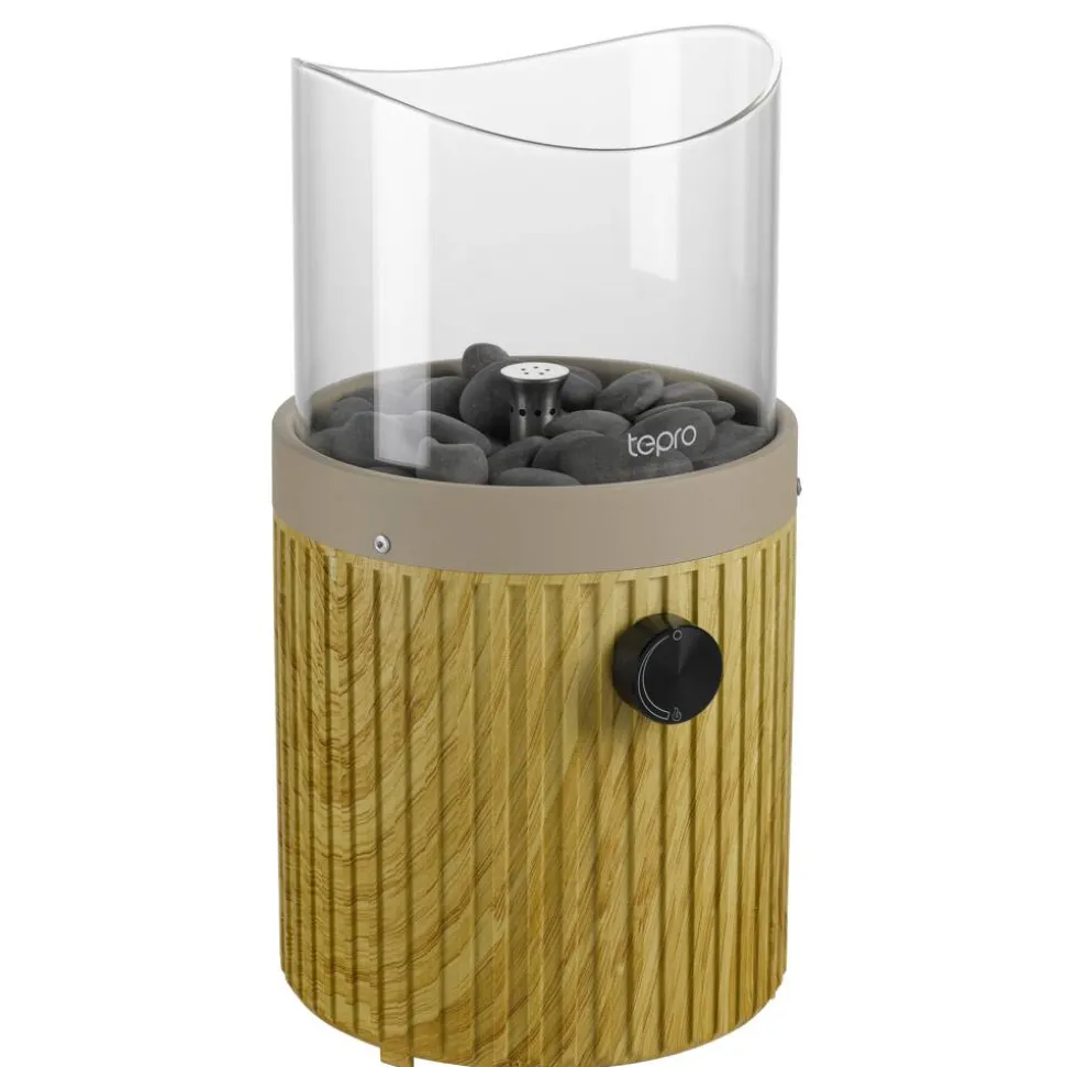 Tisch-Gasfeuerstelle 'Typ A rund' beige mit Dekosteinen 16,4 x 30 cm