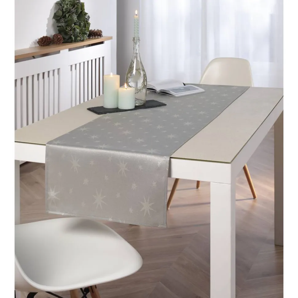 Tischläufer 'Stellato' silbergrau/silber 150 x 40 cm