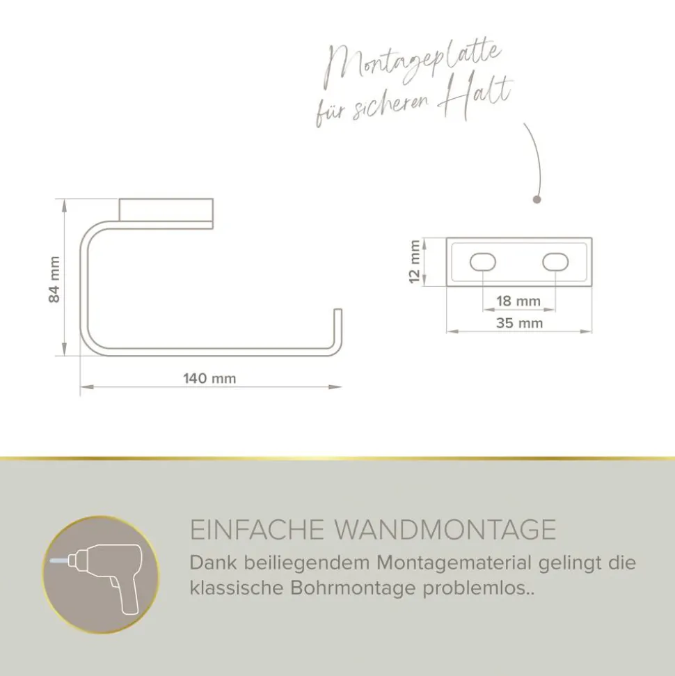 Toilettenpapierhalter 'Aura' wandhängend verchromt