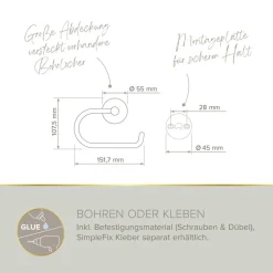Toilettenpapierhalter 'Juna' matt goldf wandhängend