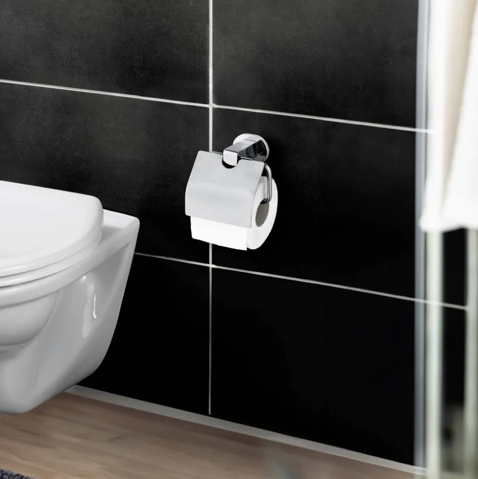 Toilettenpapierhalter 'Maribor' Zinkdruckguss chromfarben mit Deckel