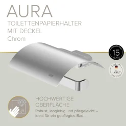 Toilettenpapierhalter mit Deckel 'Aura' wandhängend verchromt