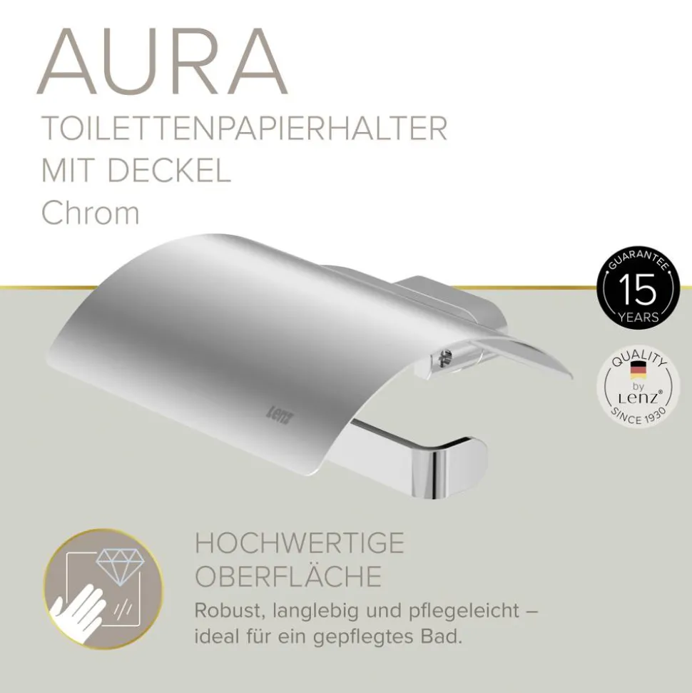Toilettenpapierhalter mit Deckel 'Aura' wandhängend verchromt