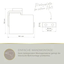 Toilettenpapierhalter mit Deckel 'Aura' wandhängend verchromt