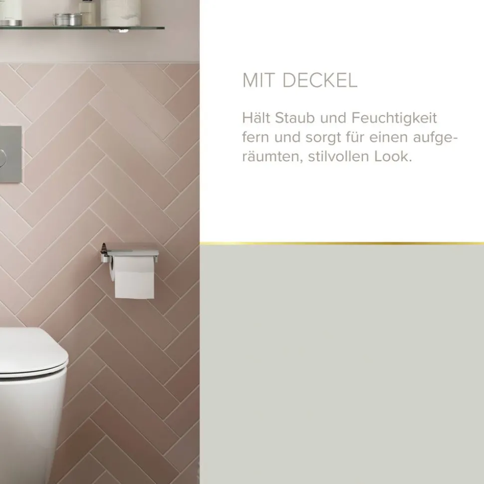 Toilettenpapierhalter mit Deckel 'Aura' wandhängend verchromt