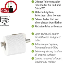 Toilettenpapierhalter 'Orea' Edelstahl matt ohne Deckel