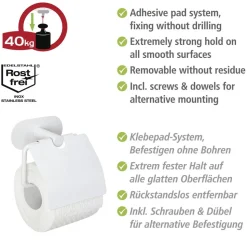 Toilettenpapierhalter 'Orea' Edelstahl weiß