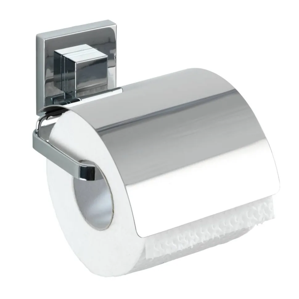 Toilettenpapierhalter 'Vacuum-Loc Quadro' Edelstahl, mit Deckel