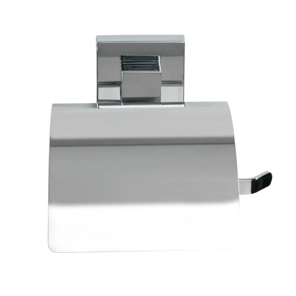 Toilettenpapierhalter 'Vacuum-Loc Quadro' Edelstahl, mit Deckel