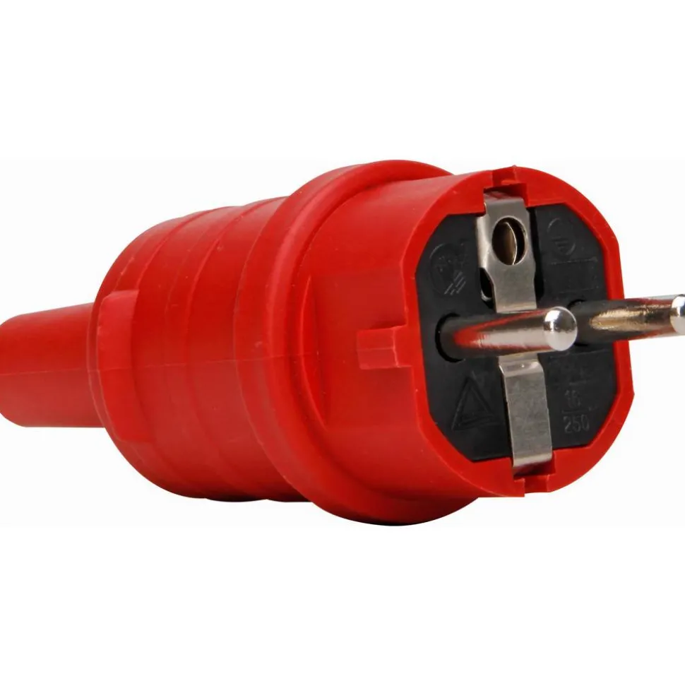 TPE-Schutzkontaktstecker mit Knickschutz rot