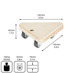 Transporthilfe 'MM1313' holzfarben 14 x 14 x 4,3 cm, 100 kg