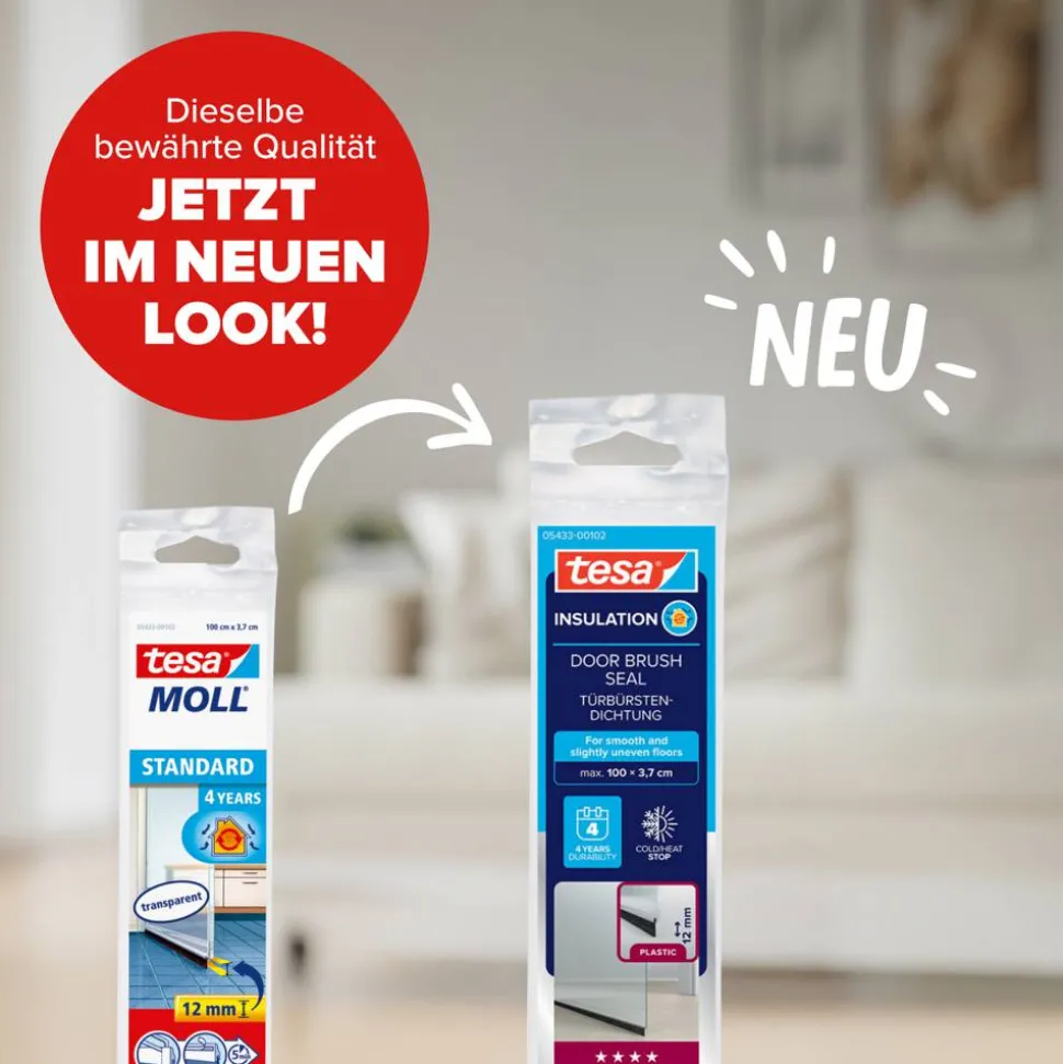 Türdichtschiene 'Insulation' für unebene Böden transparent 100 x 3,7 cm