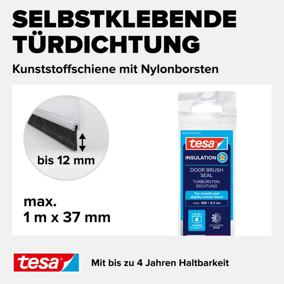 Türdichtschiene 'Insulation' für unebene Böden transparent 100 x 3,7 cm
