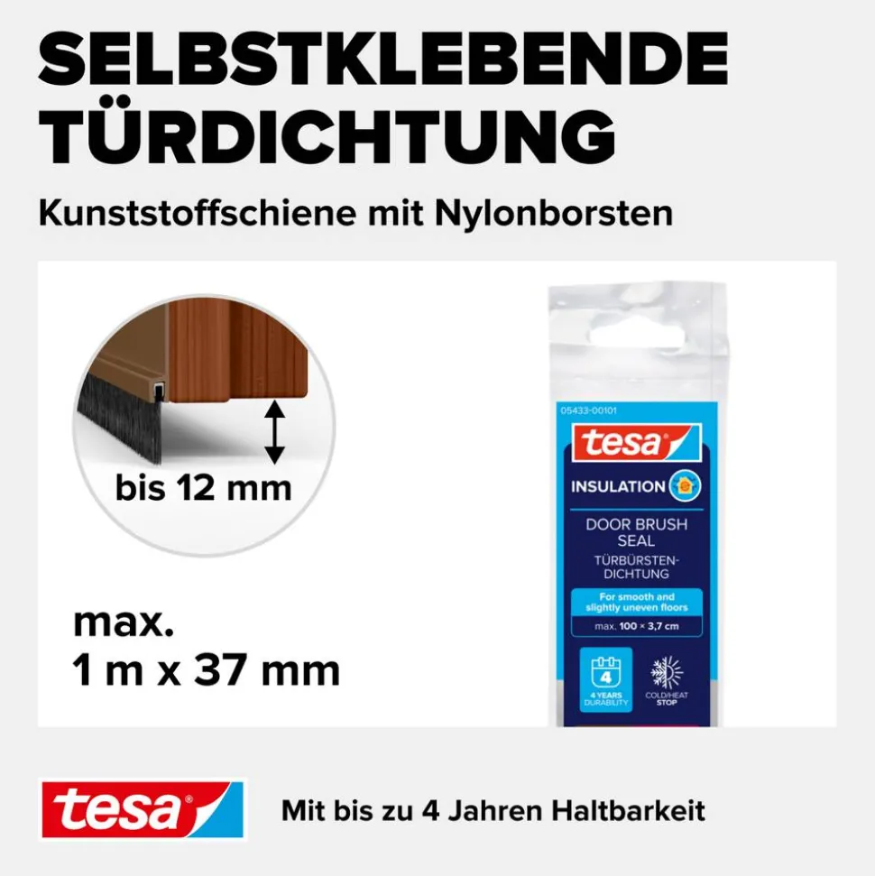 Türdichtschiene 'Insulation' für unebene Böden braun 100 x 3,7 cm
