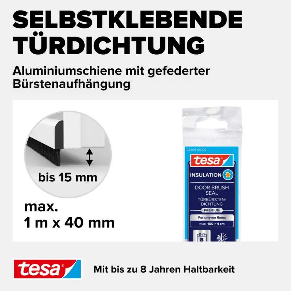 Türdichtschiene 'Insulation' für unebene Böden weiß 100 x 4 cm