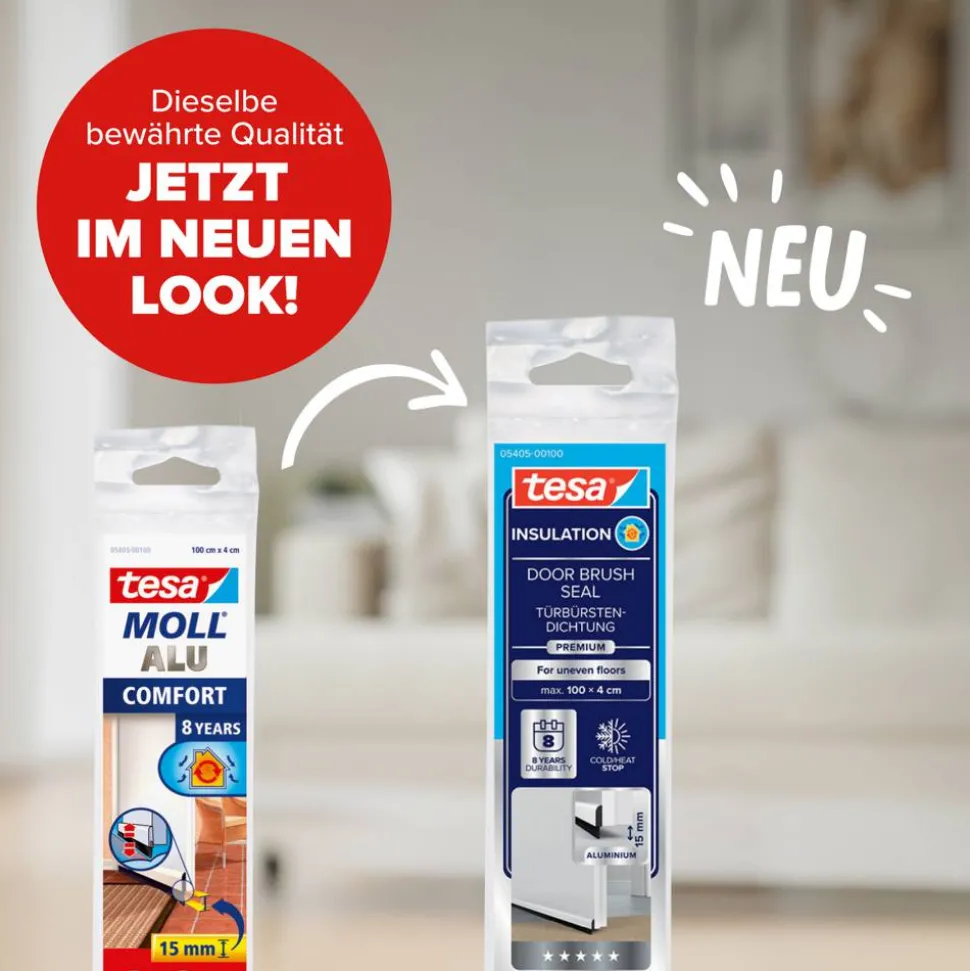 Türdichtschiene 'Insulation' für unebene Böden weiß 100 x 4 cm