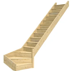 Treppe 'Paris' fichtefarbend rechts gewendelt mit Setzstufen
