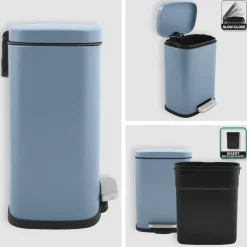 Treteimer 'Akira' Stahl blau matt 5 l, Soft-Close
