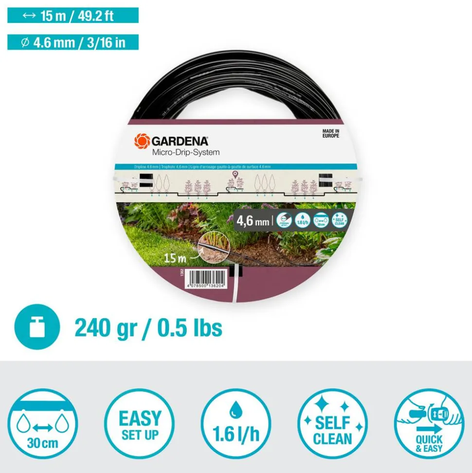 Tropfrohr 'Micro-Drip-System' Ø 4,6 mm (3/16") oberirdisch, 15 m