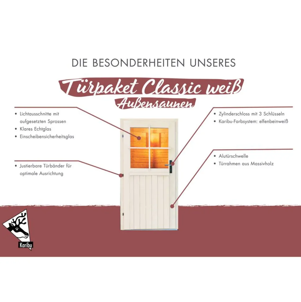 Türpaket Außensauna klassisch hellelfenbeinweiß 83 x 4 x 177 cm