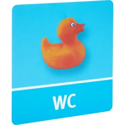 Türschild selbsthaftend "WC-Ente" blau