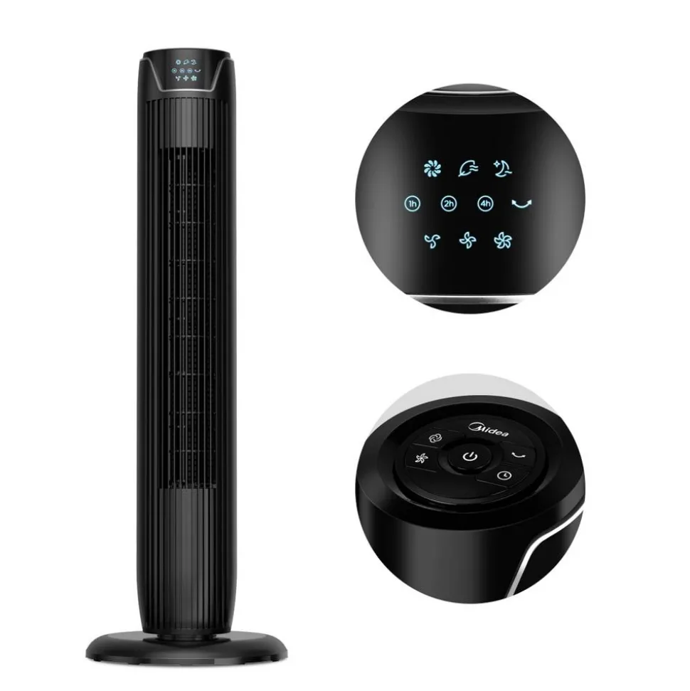 Turmventilator schwarz 91,8 cm mit Luftreiniger