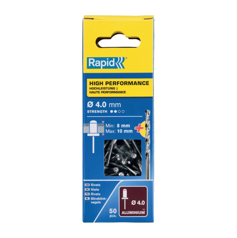 Universal-Blindniete Ø 4 x 14 mm 50 Stück inkl. Bohrer