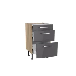 Unterschrank mit 3 Auszügen 'Optikomfort Jonte984' anthrazit/eichefarben 50 x 87 x 58,4 cm
