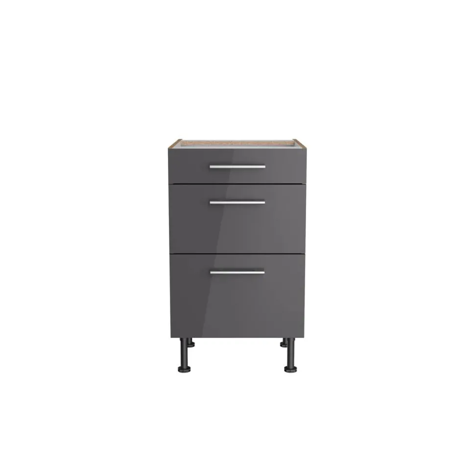 Unterschrank mit 3 Auszügen 'Optikomfort Jonte984' anthrazit/eichefarben 50 x 87 x 58,4 cm