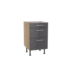 Unterschrank mit 3 Auszügen 'Optikomfort Jonte984' anthrazit/eichefarben 50 x 87 x 58,4 cm