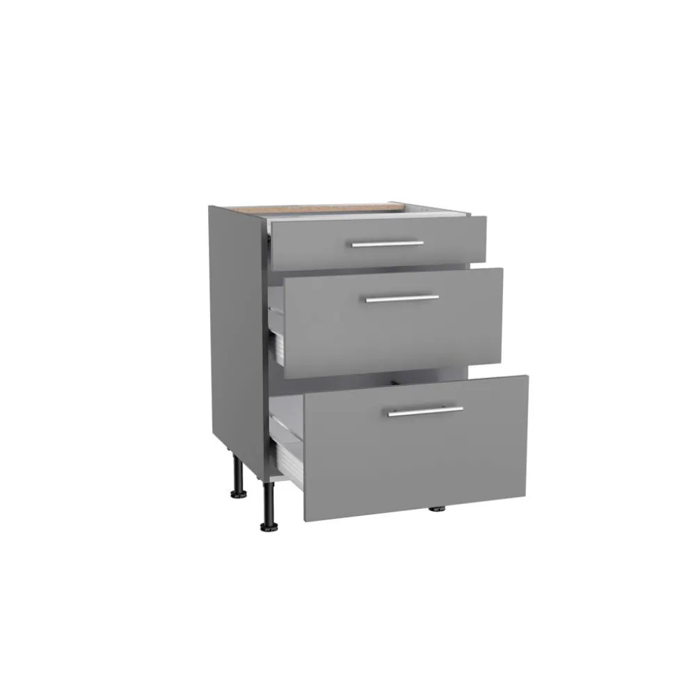 Unterschrank mit 3 Auszügen 'OPTIkomfort Mats825' basaltgrau 60 x 87 x 58,4 cm