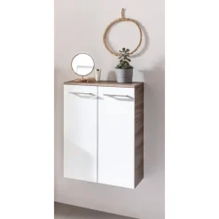 Unterschrank 'Verona' braun, weiß glänzend 60,2 x 82,6 x 32 cm