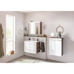 Unterschrank 'Verona' braun, weiß glänzend 60,2 x 82,6 x 32 cm